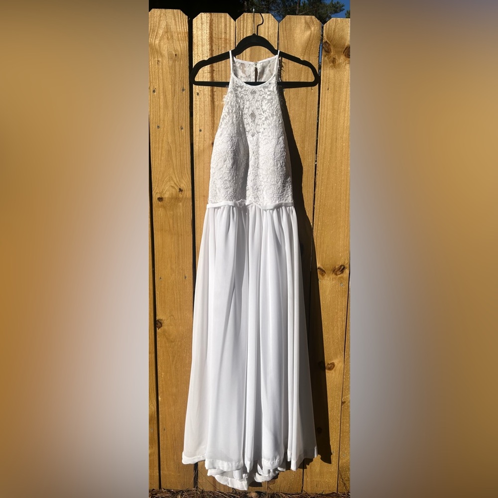 White Open-Back JJ’s House Halter Top Dress, Size 18, Worn Once!